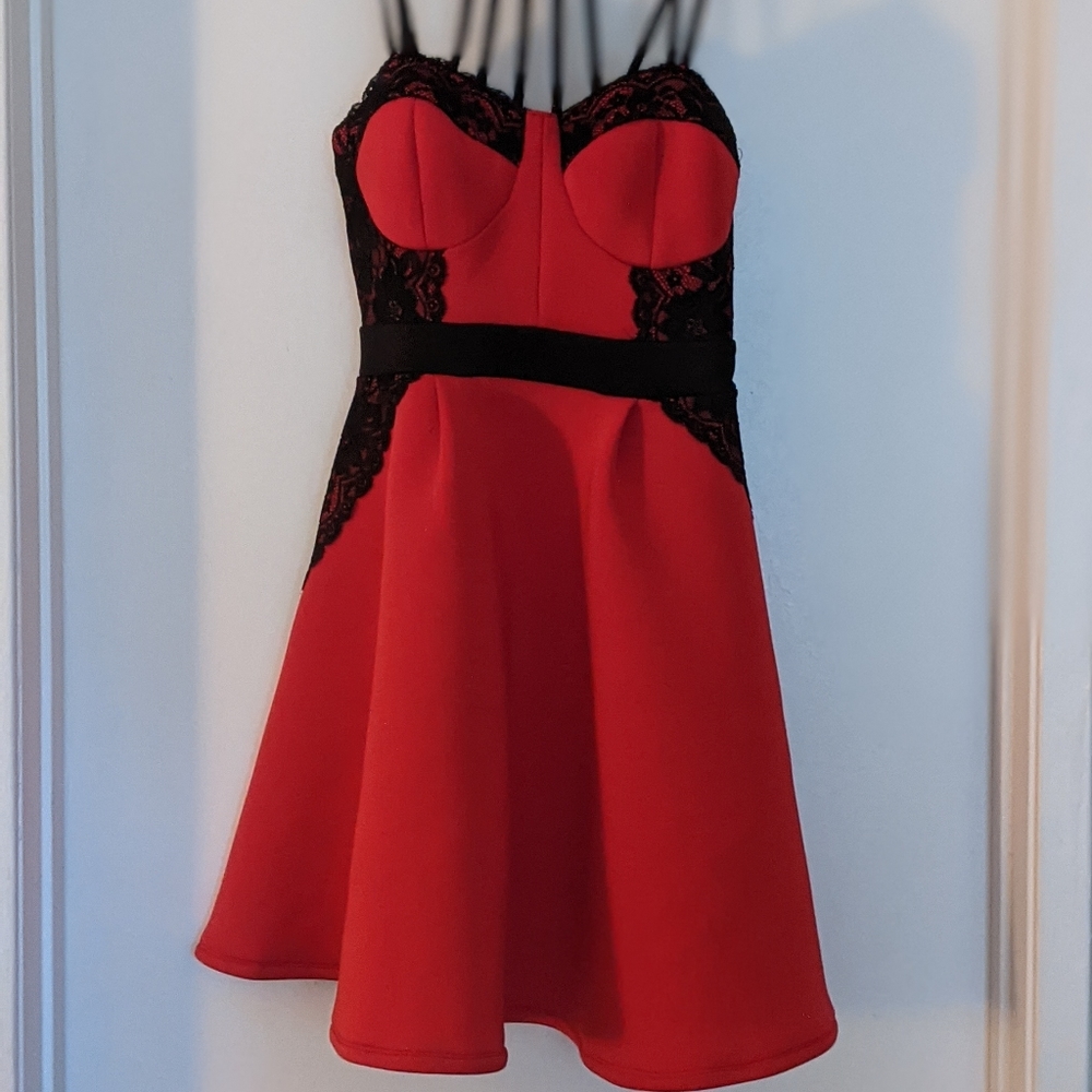Red lace dress